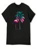 Flamingo With Palm Tree T-Shirt Plain Personalized T-Shirt Funny T-Shirt Unisexs Fashion