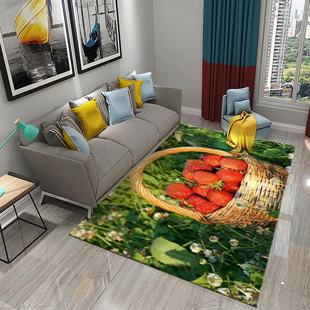 Strawberry Carpet Fresh Fruit Rug Kitchen Doormat Living Room Bedroom Floor Rug Bathroom Non-slip Foot Mat Entrance Hall Carpet