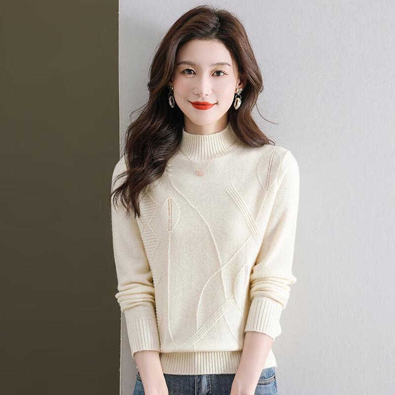Women's 100% Pure Wool Half-High Collar Sweater