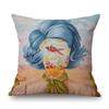 Rafael Silveira Surrealism Oil Painting Pretty Faceless Girl Flower Growth Cotton Linen Sofa Throw Pillow Case Cushion Cover