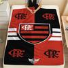 Flamengo Football Club Crest Red Black Stripe Print Flannel Blanket Brazil Soccer Fan Soft Throw Blanket Sofa Bedroom Travel Home Decor