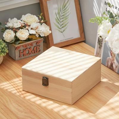 Creative Rectangular Storage Box Wooden Clamshell Jewelry Gift Box Dried Flower Box Desktop Organizer