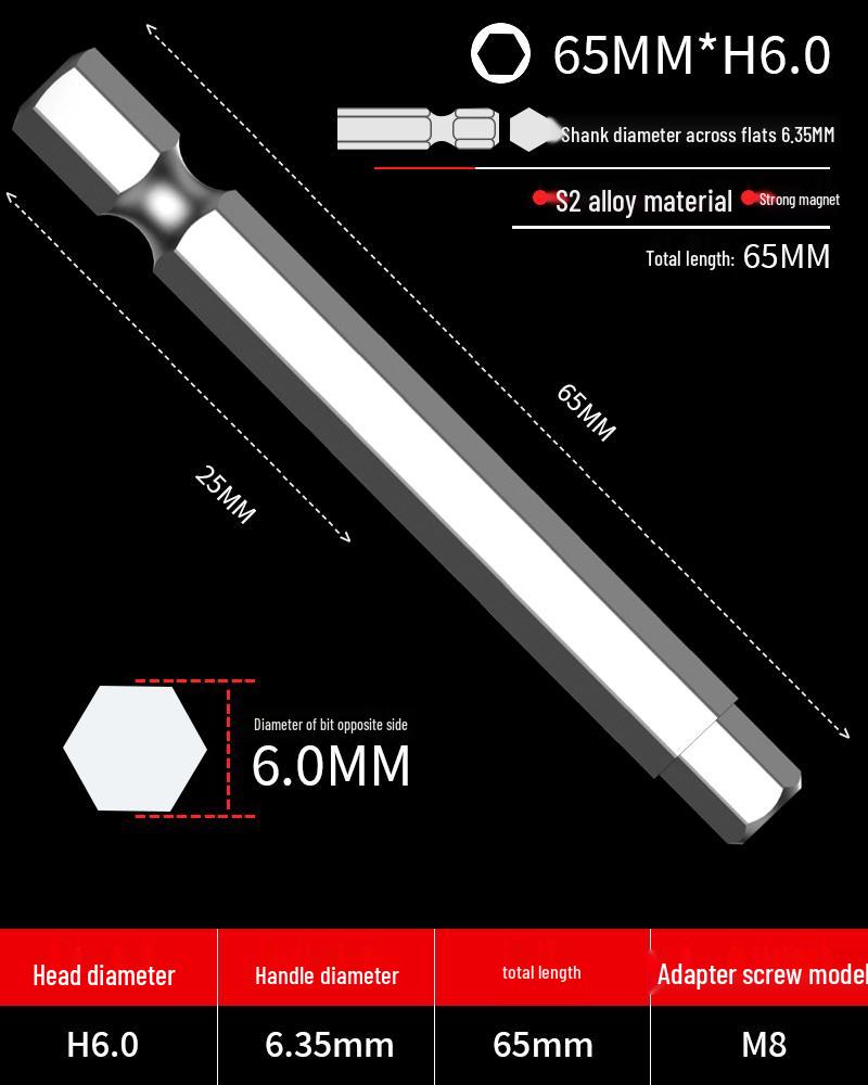 Hexagonal Driver Bit Extension for Screwdriver and Drill