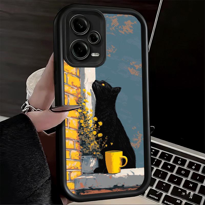 Phone Case for Xiaomi Redmi Note 15 14 13 Pro Plus Black Cat Aesthetic Pattern Shell 12S 11 11S 11T 5G 14S Soft Silicone Funda