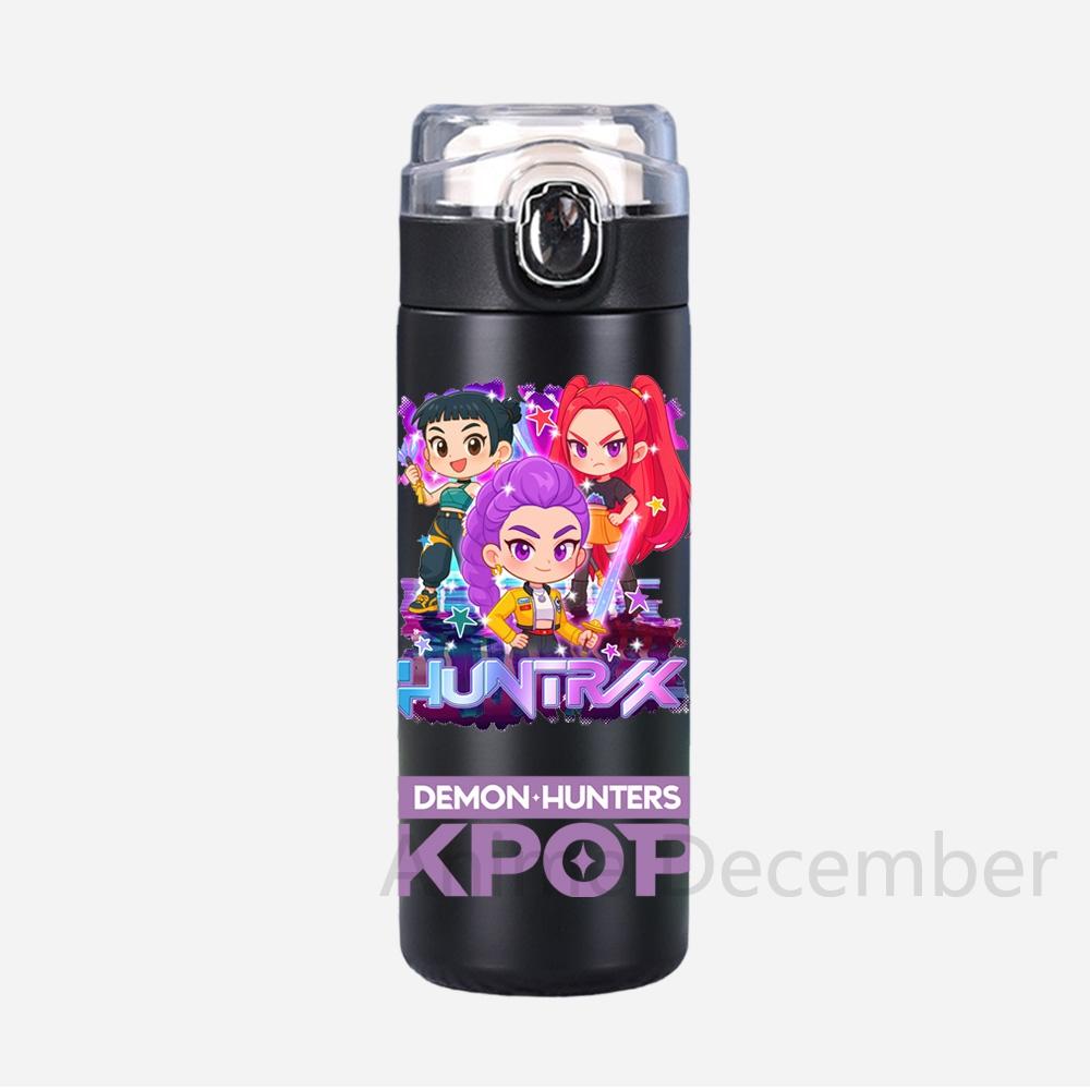 Anime K-Pop Lovci démonů Tištěná termoska Přenosná nerezová láhev na vodu 400 ml Nepropustný kempingový pohár na vodu Dárky