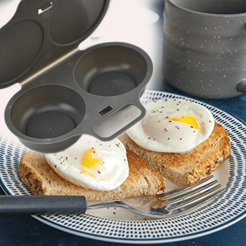 Antihaft-Eierbratmaschine mit Deckel - Frühstücksgeschirr mit zwei Fächern, Gleichmäßige Erhitzung, Leicht zu reinigende Oberfläche, Platzsparendes Design für Zuhause, Küchen