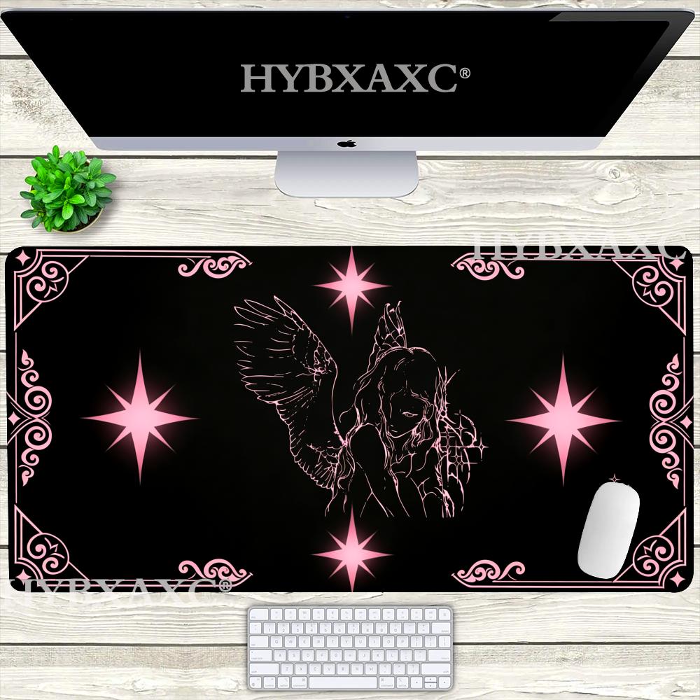 HYBXAXC Crying Angel Illustration Mouse Pad  Gothic Angel  Starry Border Mouse Pad Cute HD Desk Extended Gaming Keyboard Mats 400X800X2MM