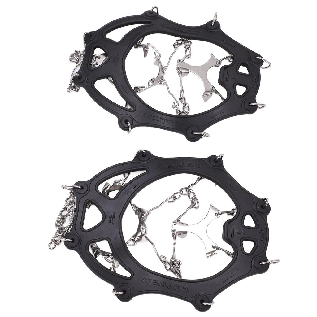 2 Pcs Outdoor 12 Tooth Mountaineering Crampons Stainless Steel Crampons Snow Anti Slip Shoe Covers Black