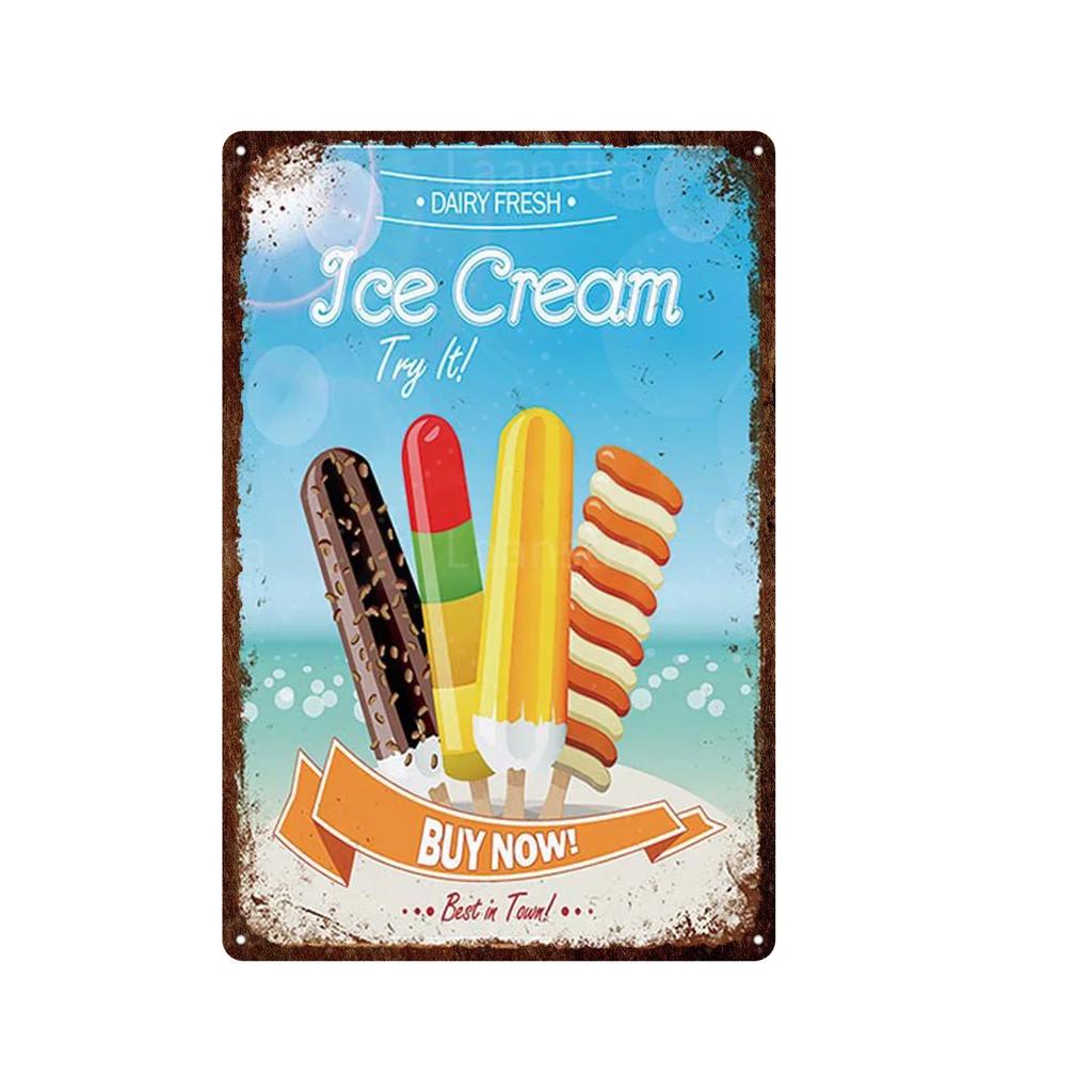 Soft Serve Ice Cream Iron Poster Painting Tin Sign Vintage Wall Decor for Cafe Bar Pub Home Beer Decoration Crafts