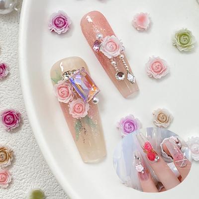 50 Τεμ. Nail Art Μίνι Λουλούδι Ρητίνη Πολύτιμοι Λίθοι DIY Διακοσμήσεις Νυχιών 3D Αυτοκόλλητα Για Βερνίκι Τζελ Αξεσουάρ Νυχιών Πολύχρωμο Τριαντάφυλλο