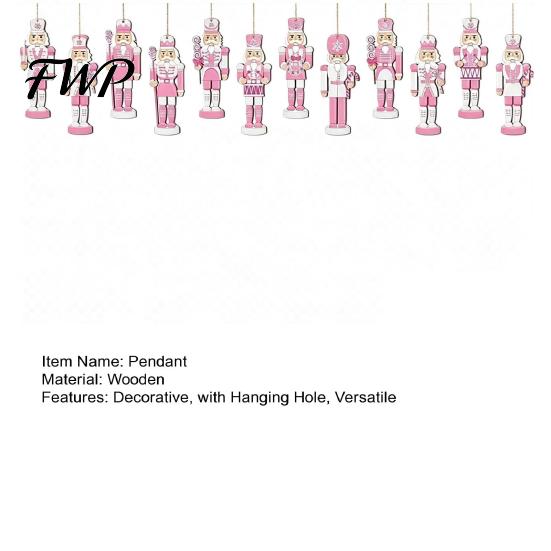 Christmas Souvenir Gifts for Friends Pink Wooden Nutcracker Hanging Ornaments Tree Decorations, Soldier Elegant Figures Seasonal Display Pendants Home