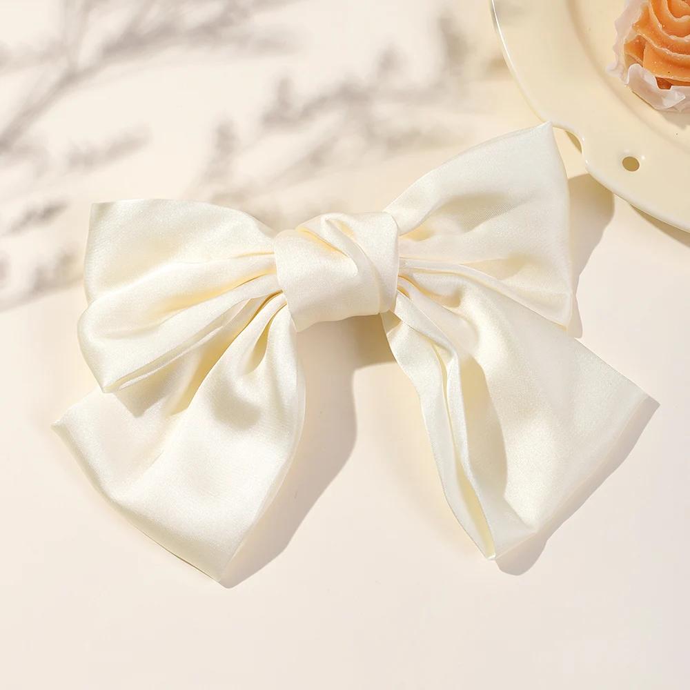 

Korean Fashion Red Big Satin Bowknot Hair Clip for Women Girl Sweet Ribbon Head Long Bow Hairpin Barrettes Ponytail Spring Clip