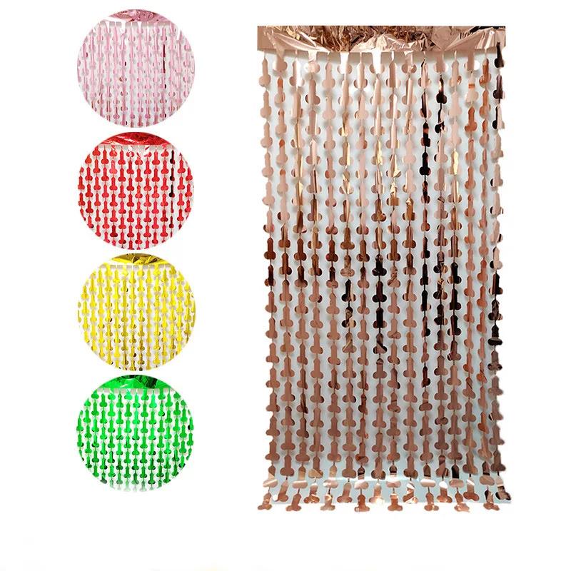 1x2m Rain Silk Curtain Forever Penis Bachelor Party Background Wall Layout Wedding Decoration Hen Party Bride To Be Supplies