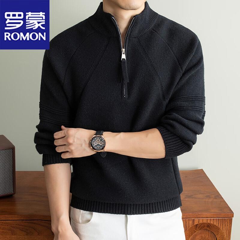 ROMON Men's Winter Stand Collar Athletic Knit Sweater