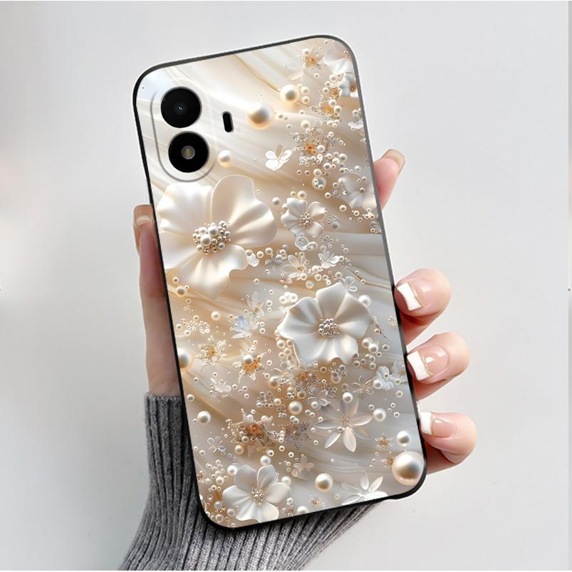 Husă de telefon imprimată pentru TCL K70 SE (T453D) Huse Capă Silicon Moale Negru Carcasă Flori Drăguțe Desene Animate Carcasă Coque