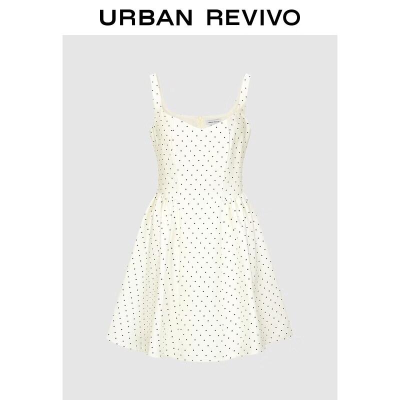 UR2026 Women s Polka Dot Ruched Cami Dress XS