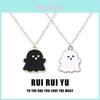 Black And White Ghost Necklace Halloween Gift Alloy Pendant Cartoon Style Regular Chain