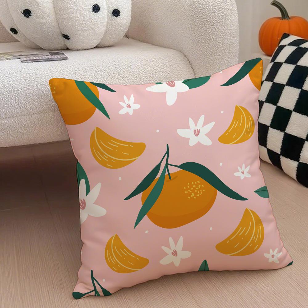 Fresh Vibrant Textile Pattern FFruit Print Art Cushion Cover Throw Pillow Cover Hidden Button Durable Polyester Chair Cushion