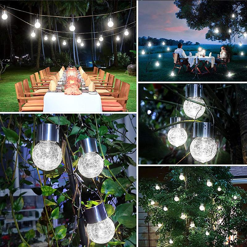 Cracked Glass Chandeliers LED Outdoor Courtyard Solar Light Garden Villa Decoration Landscape Light