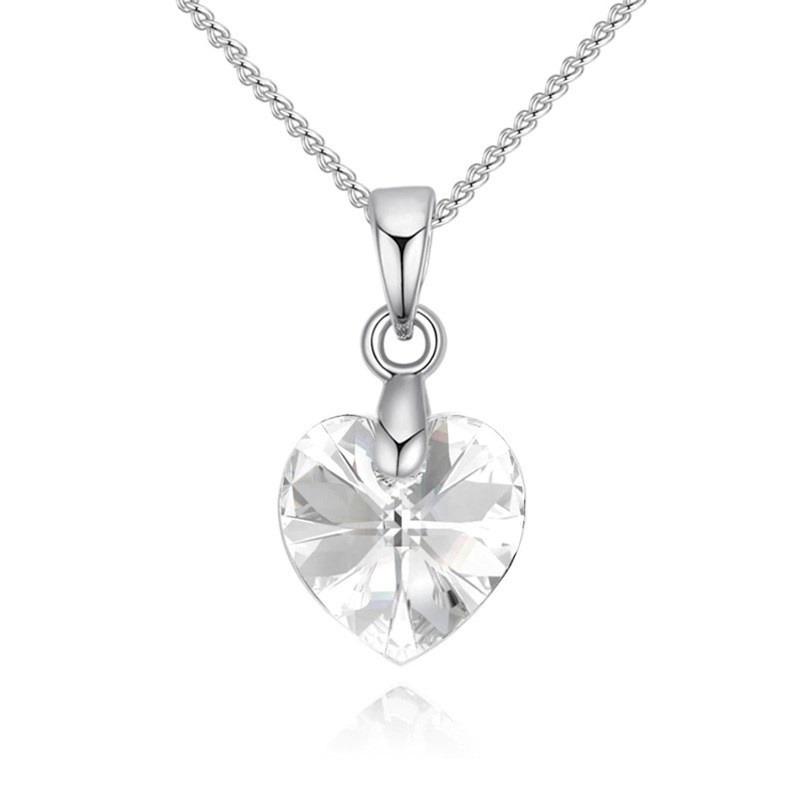 Heart Necklaces Pendant Crystals for Women Girls Gift Silver Chain Girl Jewelry
