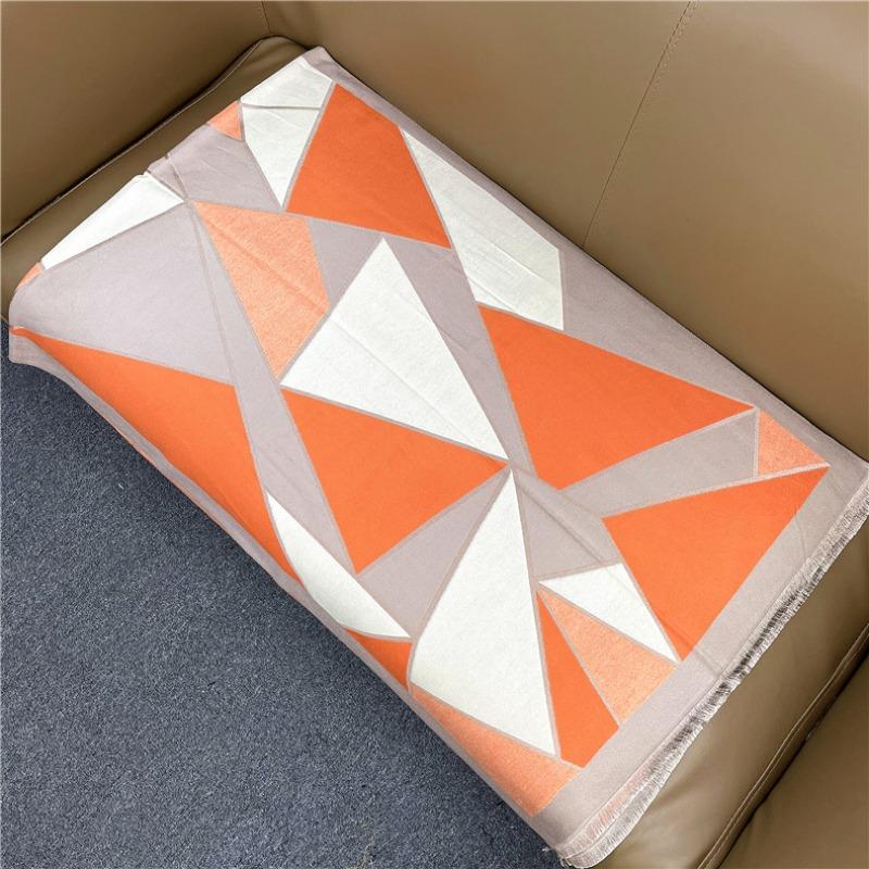 Autumn and Winter Thickened Geometric Color Matching Dual-purpose Shawl Student Scarf Imitation Cashmere Women's Dual-purpose Thermal Scarf
