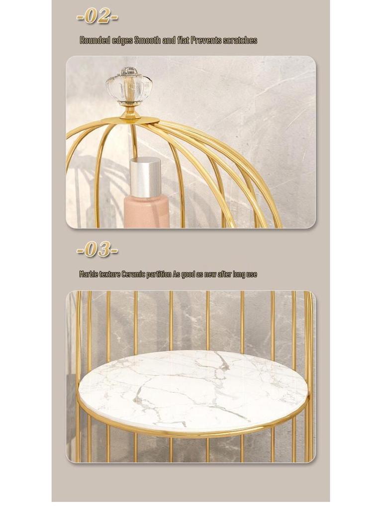 Wrought Iron Birdcage Desktop Organizer: Home Decor for Cosmetics and Dressing Table
