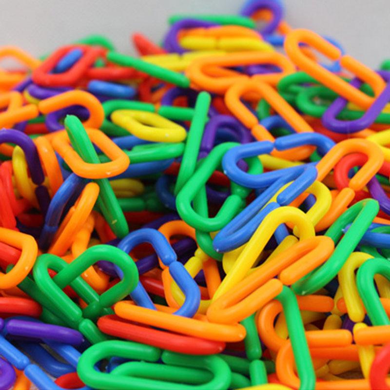 Kids Geometric Chain Linked Buckle Building Block Educational Toys Rainbow Connected Buckle Color Cognitive Educational Toys