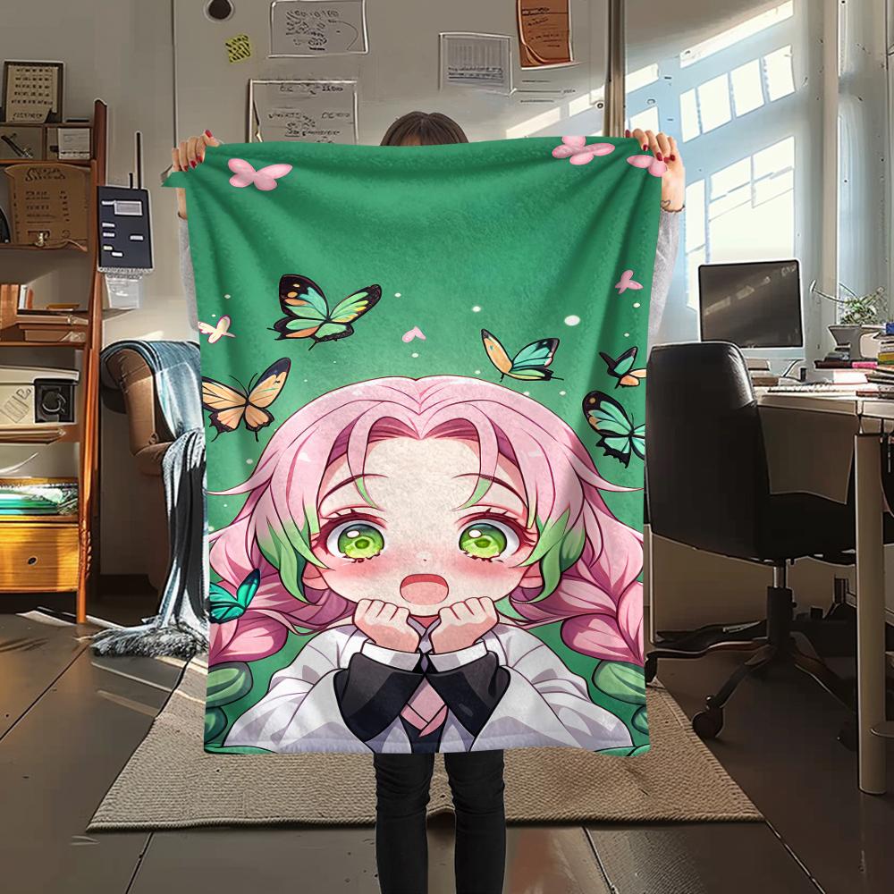 1pz Coperta in Flanella con Stampa Demon Slayer, Alta Qualità, Per Tutte le Stagioni, Decorazione per la Casa, Calore e Comfort, Perfetta per Regali di Natale