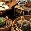 Western Theme Party Supplies 3D Printed Cowboy Skeleton Figurine, Sitting Statue Edge Rustic Desk Decor Sitter, West Style Desktop Shelf for