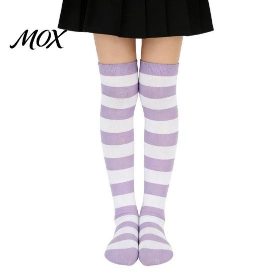 Comic-Ausstellung Outfit Accessoires Gestreifte Oberschenkelhohe Socken für Damen Mädchen, Über dem Knie Strümpfe, Mode Festlich Winter Strumpfwaren Weich Dehnbar