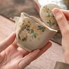Chinese Tradition Ru Kiln Ceramic Tea Cup Hand-painted Cute Cat Flower Tea Bowl Handmade Teacup Exquisite Household Tea Set Gift