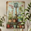 Vintage Metal Wall Art, Garden Tool Flower Pot Decor for Living Room Kitchen Home Indoor Outdoor