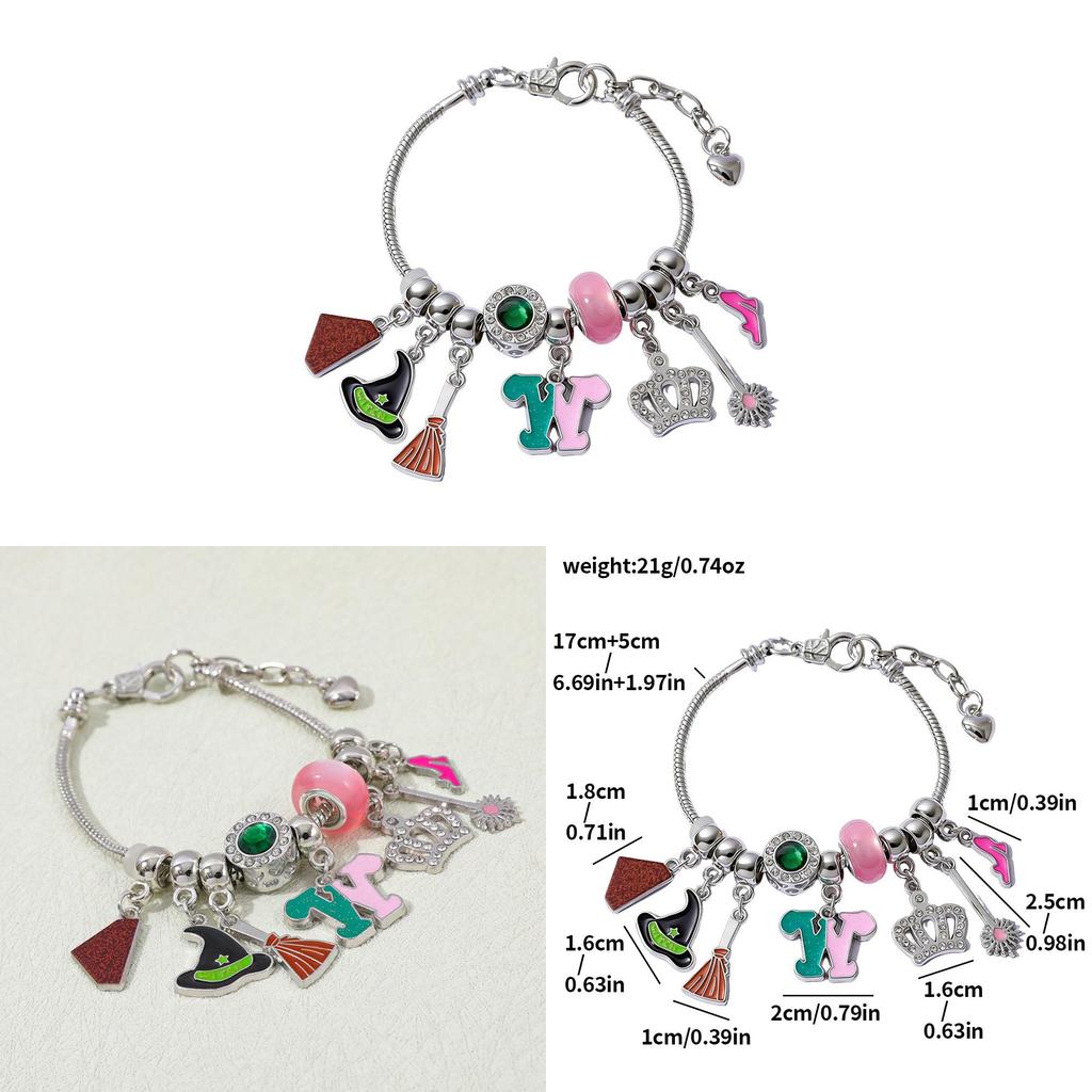 Diy Evil Witch Charm Bracelet With Zinc Alloy Pendant For Unisex Fashion Jewelry