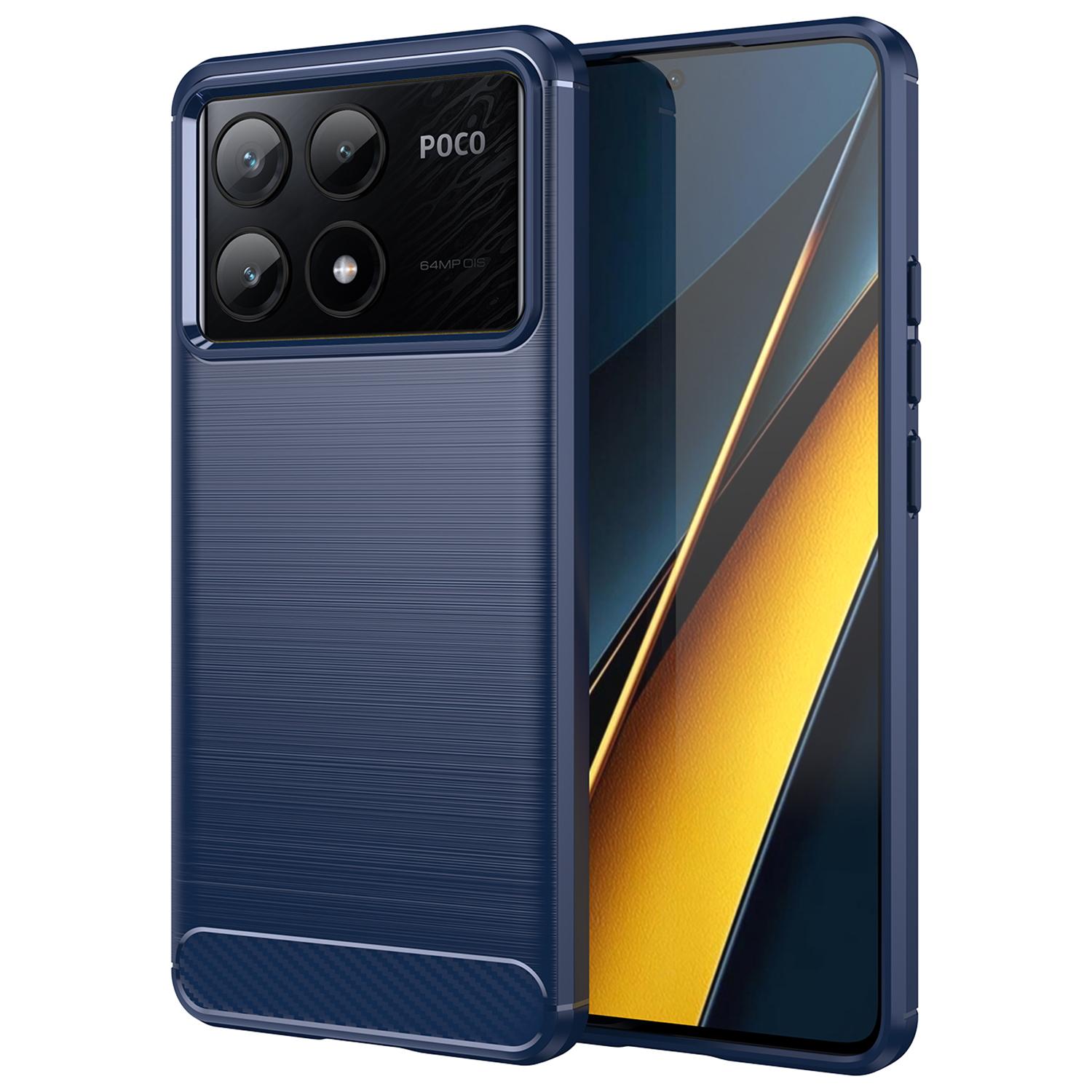

For Xiaomi Poco X6 Pro 5G/Redmi K70E 5G Case Carbon Fiber Texture Phone TPU Cover Blue