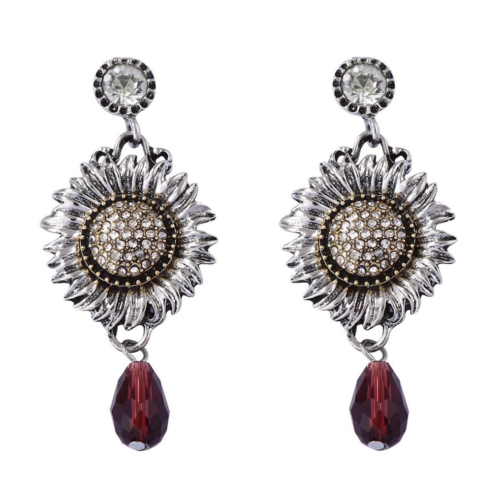 Fashion Metal Sunflower Plant Dangle Earrings ZAA New Classic Vintage Earrings Women Daily Jewelry Accessories