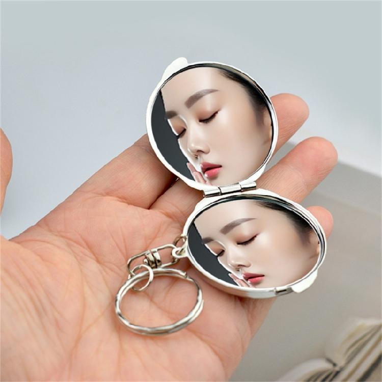 Easy To Clean Metal Keyring Cosmetic Mirror for Travel Office and Daily Activities Featuring Sturdy Construction