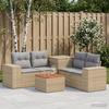 Sofa Set 6 Pieces Beige and Light Gray Poly Rattan and Steel