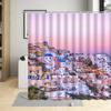 Greek Architecture Town Street View Shower Curtain Flower Window Door Bath Curtains Santorini Bathroom Decor Fabric With Hooks