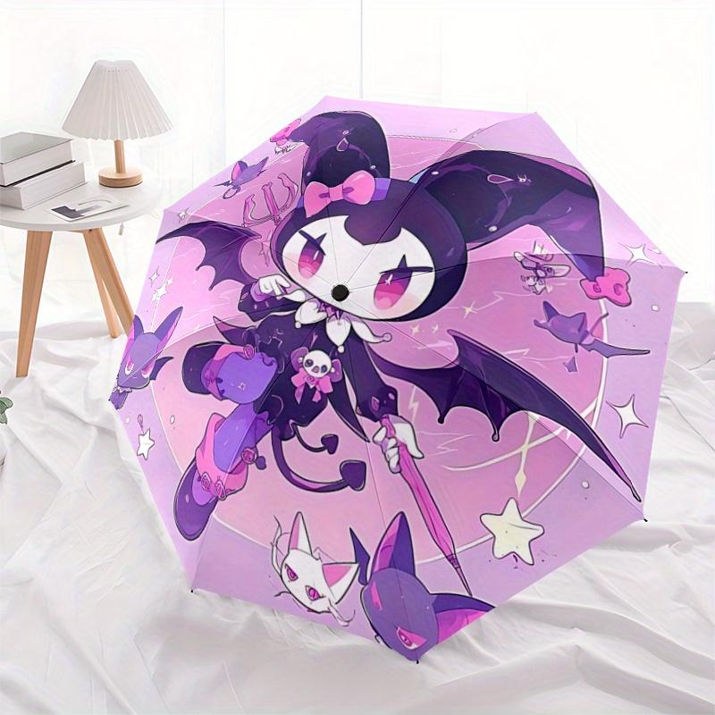 1pc Creative Kuromi Automatic 3-Fold Cartoon Umbrella Design, Cute Cartoon Pattern, Portable Outdoor Umbrella, Perfect, Holiday Gift for Disney fans.V