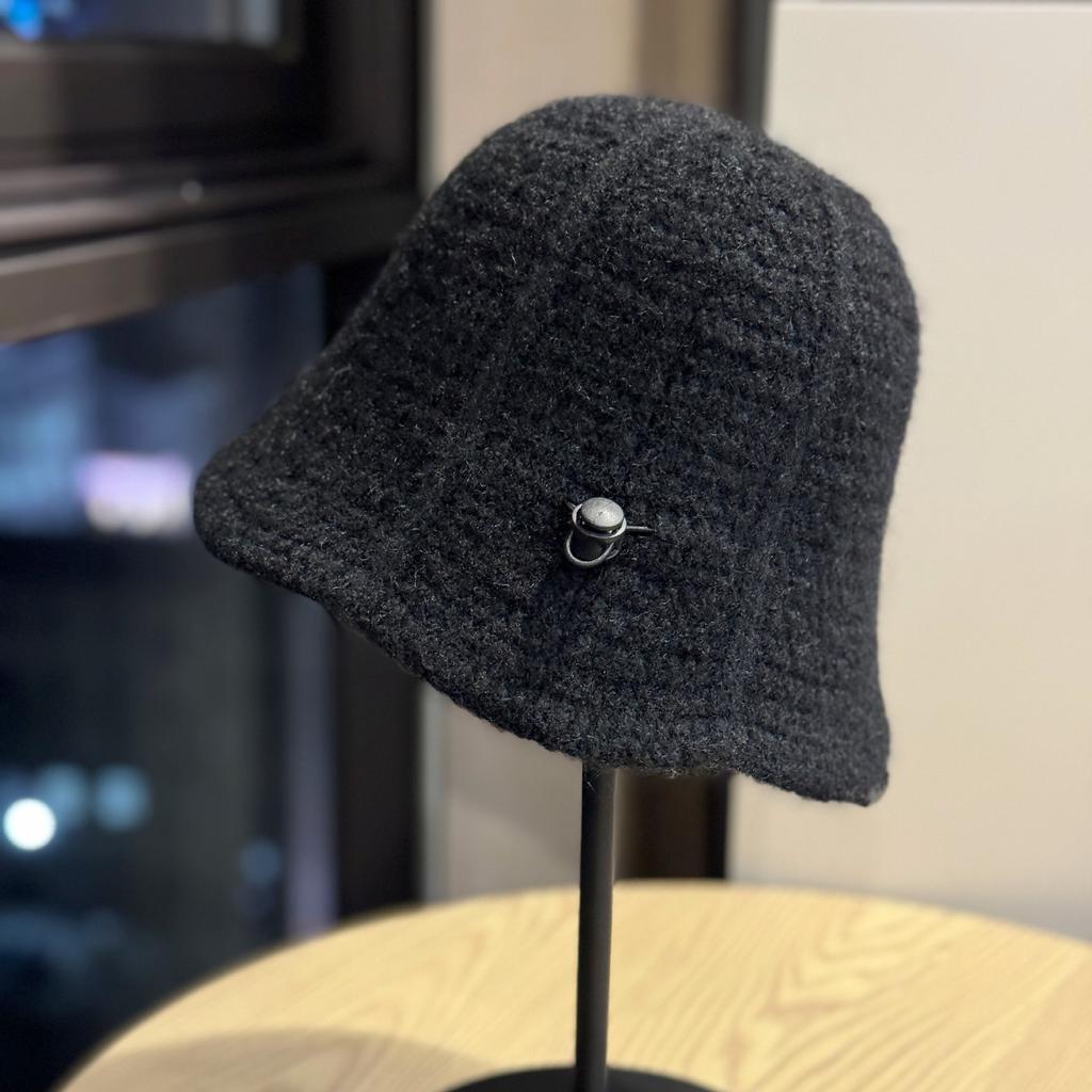 Korean Style Knitted Fisherman Hat for Women In Autumn and Winter All Match Plain Bucket Hat Thickened Warm Woolen Hat Small Basin Hat Showing Face