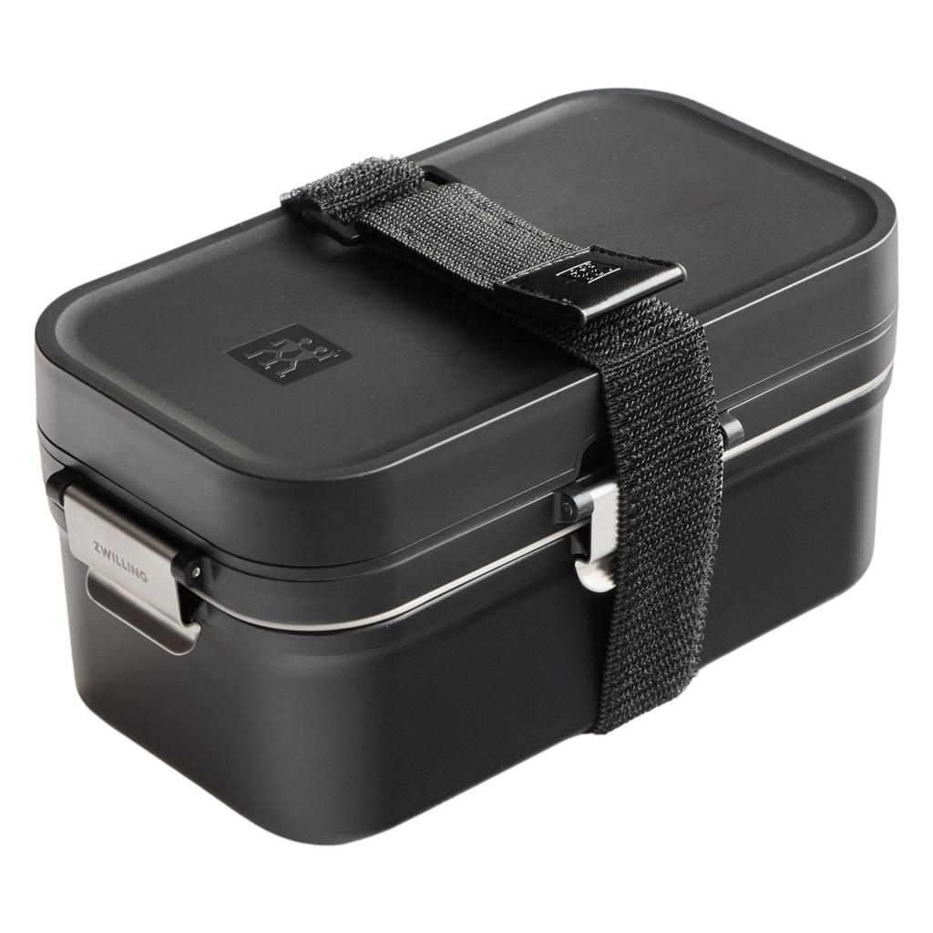 ZWILLING Fresh & Save Vacuum-Sealed Lunch Box, Black, with Cutlery and Sauce Container, Airtight Storage Container [Official Japanese Product] Fresh
