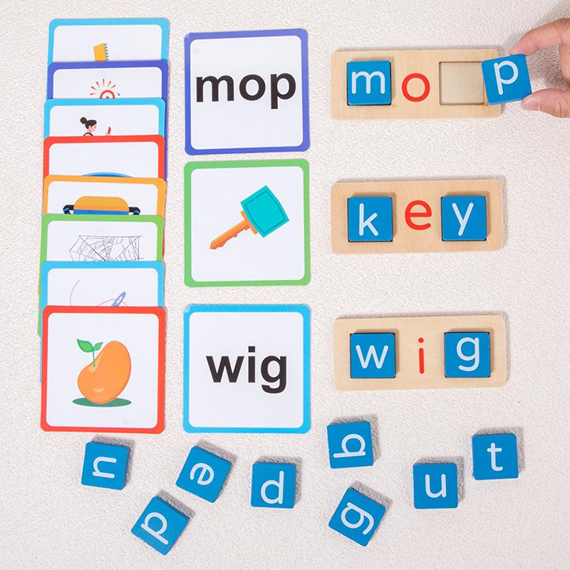 Holz Kinder Frühpädagogik Puzzle Rechtschreibspiel Baustein Englisch Rechtschreibung Alphabet Kognitive Rechtschreibung