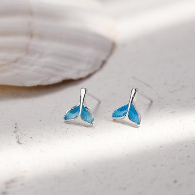 Fish Tail Earrings Female Dream Sweet Mermaid Tail Blue Ear Jewelry Mermaid Foam Cute Simple Japanese Style Accessories
