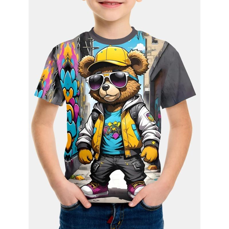 Letní móda Chlapecký trend 3D digitální potisk Tričko Cool Vícebarevné Dětské oblečení pro chlapce 2 až 9 let Dětský top ve stylu anime