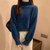 Winter Imitat Nerzwolle Fleecefutter Damen Rollkragen Elastischer Lässiger Pullover Damen Stricktops Pullover Weich Warm