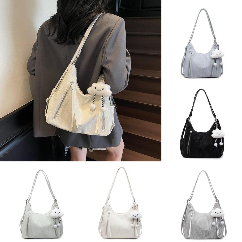 Minimalist Womens Large Capacity Pu Shoulder Bag With Zipper Closure For Daily Use