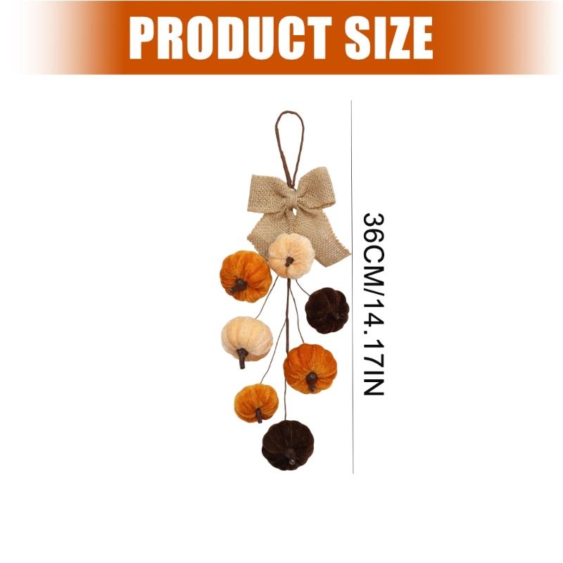 Hanging Seasonal Pumpkin Decoration with Filled Fabric Figures, a Muted Palette, and a Top Loop for Halloween and Thanksgiving Seasonal Displays