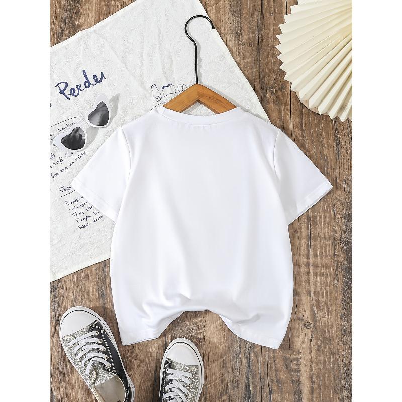 European sizes  Girls' Casual Cotton T-Shirt with Cartoon Cow Print Top
