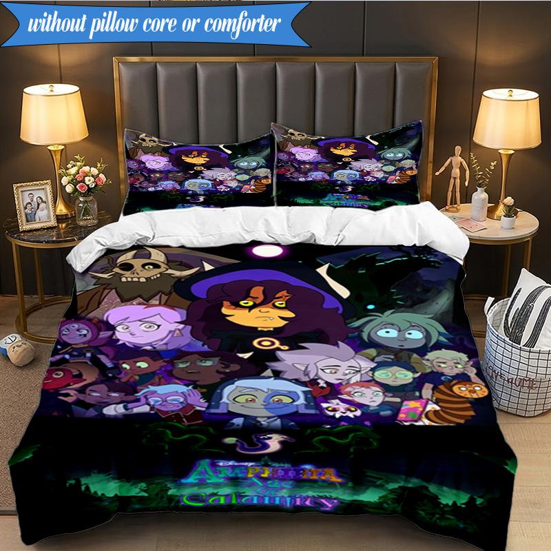3PCS Owl Adventure In Colorful Land Bedding Set,Including 1pc Duvet Cover And 2pcs Pillowcases Perfect for Bedroom, Dormitory, Fan Christmas Gift
