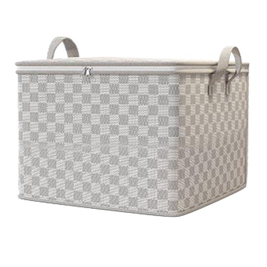 Large Fabric Storage Bags with Lids Breathable Foldable Organizers for Clothes Blankets & Toys Zippered Portable Bedding Storage Bag for Home Travel